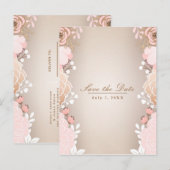 Carte Postale Faire-part Faire part floral moderne rose et or (Devant / Derrière)