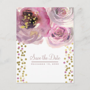 Carte Postale Faire-part Faire part floral moderne rose et or