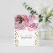 Carte Postale Faire-part Faire part floral moderne rose et or (Debout devant)