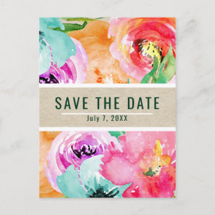 Carte Postale Faire-part Faire part moderne de fleurs lumineuses aquarelle