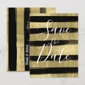 Carte Postale Faire-part Faire part moderne de luxe noir et or (Devant / Derrière)