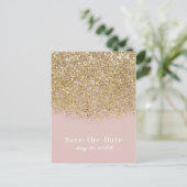 Carte Postale Faire-part Faire part moderne de paillettes roses et or Glam (Debout devant)