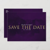 Carte Postale Faire-part Faire part moderne de style glamour violet noir et (Devant / Derrière)