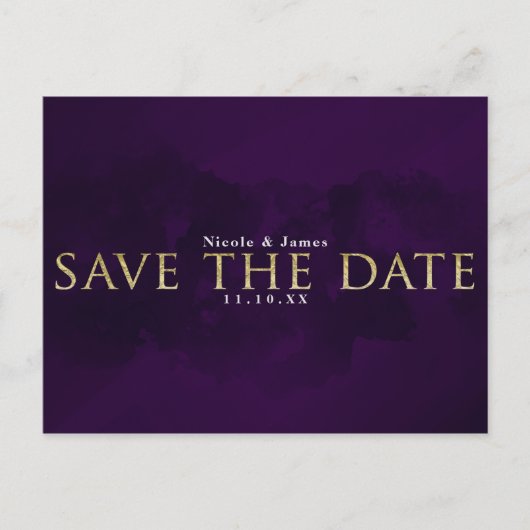 Carte Postale Faire-part Faire part moderne de style glamour violet noir et (Devant)