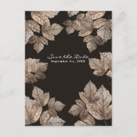 Faire part rustique de feuilles marron foncé et br