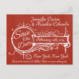 Carte Postale Faire-part Faire part vintage rouge tableau noir