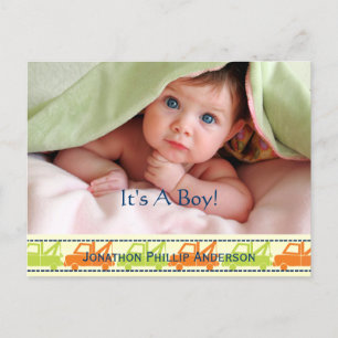 Carte Postale Faire-part Faire ramasser bébé garçon - Annonce