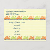 Carte Postale Faire-part Faire ramasser bébé garçon - Annonce (Dos)