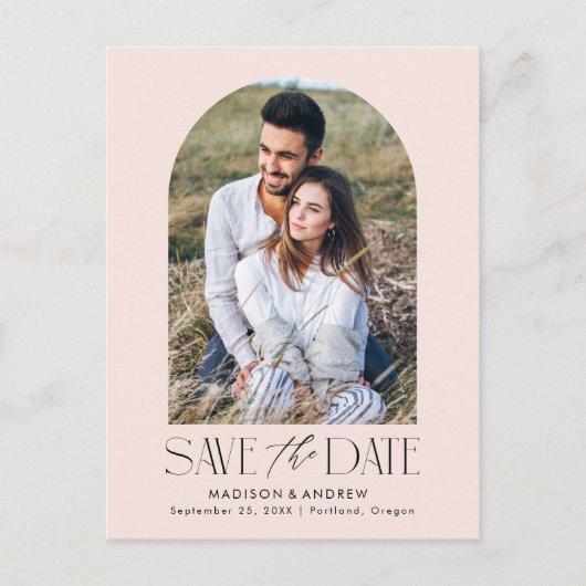 Carte Postale Faire-part Faire rougir | Simple Arch moderne Photo Enregistr (Devant)