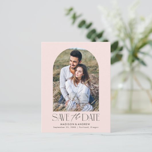 Carte Postale Faire-part Faire rougir | Simple Arch moderne Photo Enregistr (Debout devant)