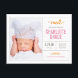 Carte Postale Faire-part Faire sa connaissance Annonce de naissance moderne<br><div class="desc">Simplement moderne. Toujours élégant. © www.themodcards.com</div>