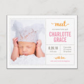 Carte Postale Faire-part Faire sa connaissance Annonce de naissance moderne (Devant)