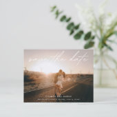 Carte Postale Faire-part Faire Simple Élégant Photo Texte Blanc Enregistrer (Debout devant)