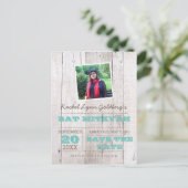 Carte Postale Faire-part Faire suivre la date de la Bat Mitzvah Teal Photo (Debout devant)