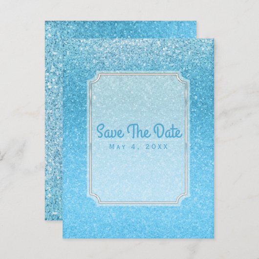 Carte Postale Faire-part Fairy Tale Blue Parties scintillant Glam Party Enr (Devant / Derrière)
