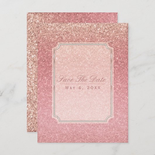 Carte Postale Faire-part Fairy Tale Parties scintillant rose Glam Party Enr (Devant / Derrière)