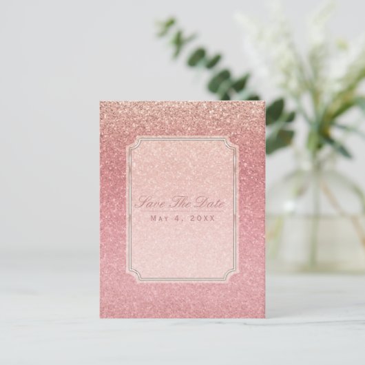 Carte Postale Faire-part Fairy Tale Parties scintillant rose Glam Party Enr (Debout devant)