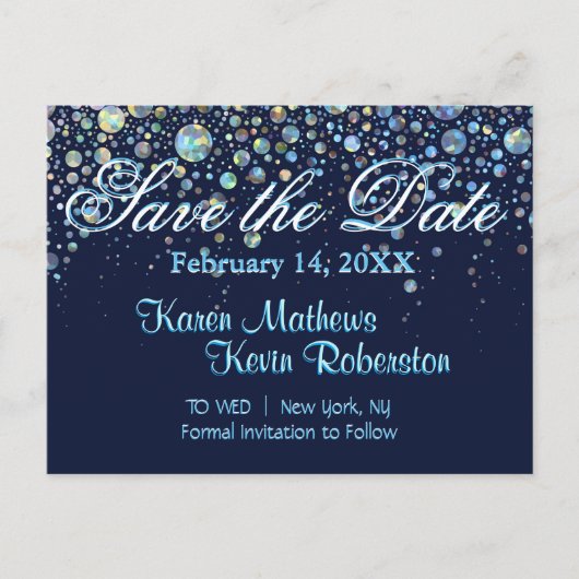 Carte Postale Faire-part Faites gagner la date avec des étoiles de bulle (Devant)