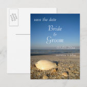 Carte Postale Faire-part FAITES GAGNER LA DATE - coquilles sur la plage (Devant / Derrière)