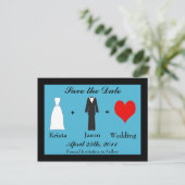 Carte Postale Faire-part Faites gagner la date - jeune mariée plus Grooom (Debout devant)