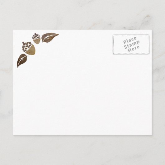 Carte Postale Faire-part Fall Acorns et Mariage Feuille (Dos)
