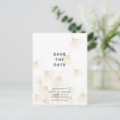 Carte Postale Faire-part Falling Gold Ginkgo Feuilles Enregistrer la date c (Debout devant)