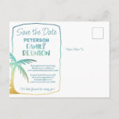 Carte Postale Faire-part Famille Reunion Beach Palm Trees Enregistrer La Da (Dos)