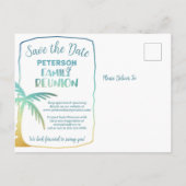 Carte Postale Faire-part Family Reunion Beach Palm Tree Enregistrer La Date (Dos)