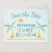 Carte Postale Faire-part Family Reunion Beach Palm Tree Enregistrer La Date (Devant)