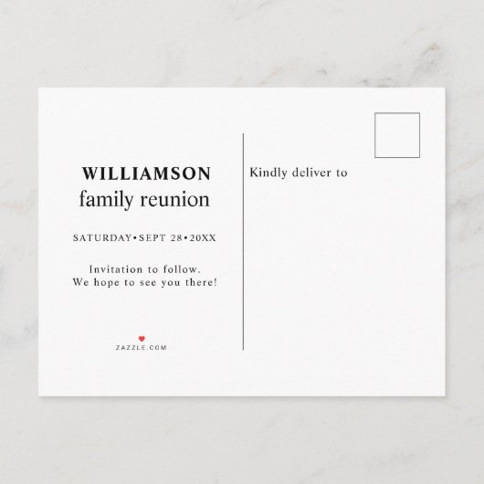 Carte Postale Faire-part Family Reunion Family Family Tree Enregistrer La D (Dos)