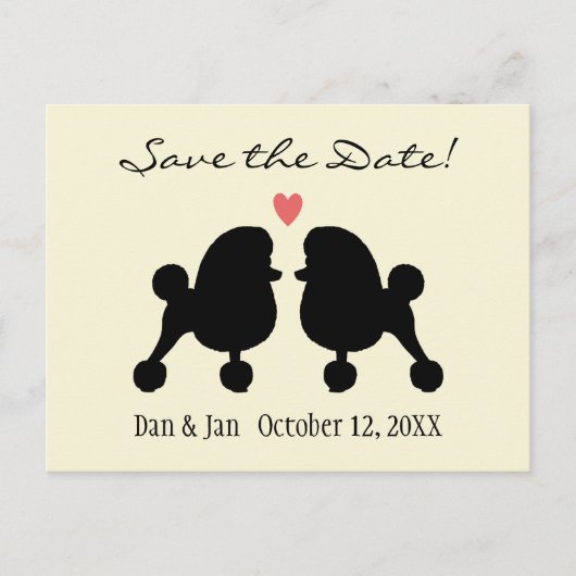 Carte Postale Faire-part Fancy Black Toy Poodles Mariage Enregistrer la dat (Devant)