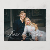 Carte Postale Faire-part Fancy Script Love is Patient Mariage Postponement (Devant)