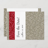 Carte Postale Faire-part Fancy Silver et Rouge Save the Date (Devant / Derrière)