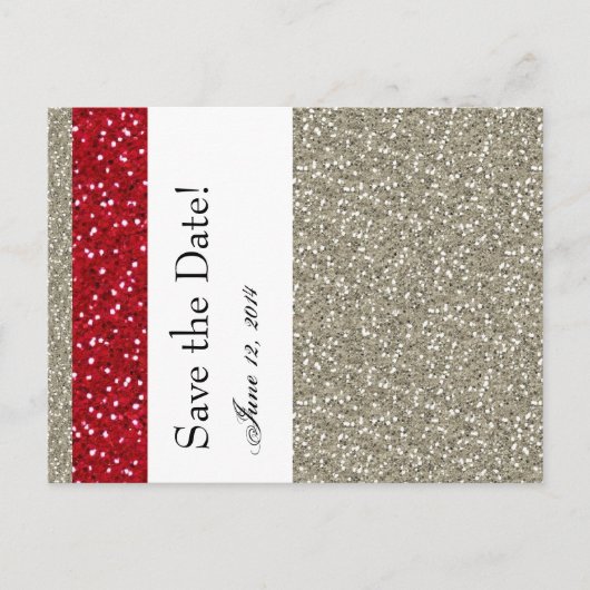 Carte Postale Faire-part Fancy Silver et Rouge Save the Date (Devant)
