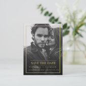 CARTE POSTALE FAIRE-PART FAUX GOLD ELEGANT FRAME PHOTO ENREGISTRER LA DATE (Debout devant)