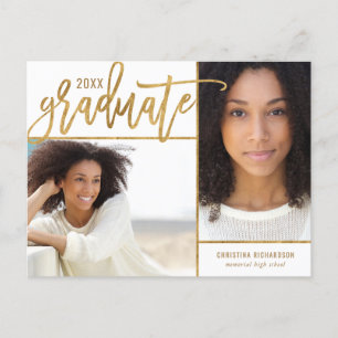 Carte Postale Faire-part Faux Gold Foil 2 Diplôme photo