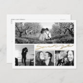Carte Postale Faire-part Faux Gold Handwrite Enregistrer notre Date White P (Devant / Derrière)