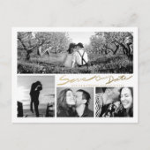 Carte Postale Faire-part Faux Gold Handwrite Enregistrer notre Date White P (Devant)