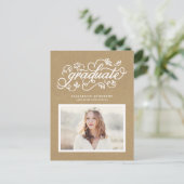 Carte Postale Faire-part Faux Kraft Calligraphie Rustique Photo Diplôme (Debout devant)