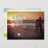 Carte Postale Faire-part Faux PixDezines Argent Save the Date (Devant / Derrière)