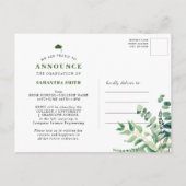 Carte Postale Faire-part Féconde de diplômé photo simple de verdure d'eucal (Dos)