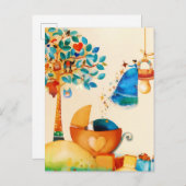 Carte Postale Faire-part Fée Fantaisiste Félicitations Nouveau-Né Bébé (Devant / Derrière)