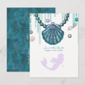 Carte Postale Faire-part Fée Sirène Violette Plage Paillettes Save the Date (Devant / Derrière)