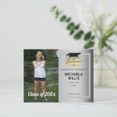 Carte Postale Faire-part Félicitations Diplôme d'études supérieures casquet (Debout devant)