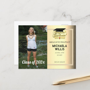 Carte Postale Faire-part Félicitations Diplômé Diplôme Chapeau de remise de