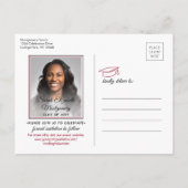 Carte Postale Faire-part Félicitations Diplômé Rouge & Blanc Sauvegarder la (Dos)