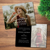 Carte Postale Faire-part Félicitations Diplômé Script 2-Photo Graduation