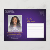 Carte Postale Faire-part Félicitations diplômés Pourpre et Or Sauvegardez l (Dos)