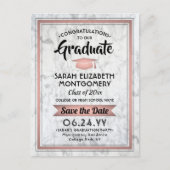 Carte Postale Faire-part Félicitations Grand Marbre et rose Enregistrer la  (Devant)