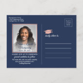 Carte Postale Faire-part Félicitations Grand Marine Bleu & Rose Enregistrer (Dos)